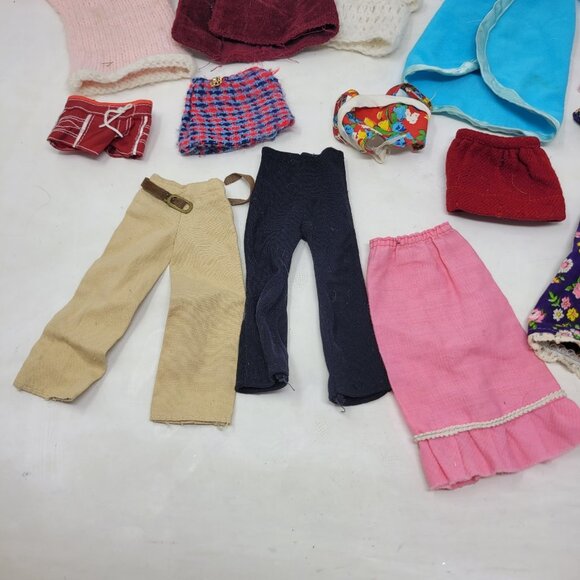 Vintage Lot Of Barbie Doll Mixed Doll Clothes Robe Dress Top Shorts Skirt FAIR - Picture 4 of 11